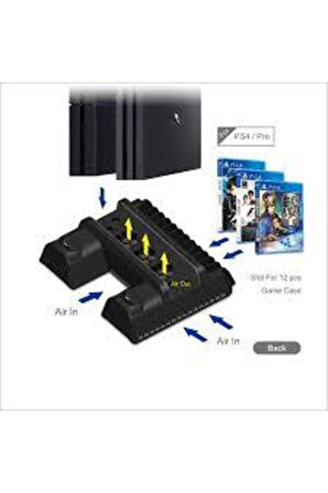 Playstation 4 Slim Ps4 Pro Uyumlu Fanlı Stand Ve Oyun Kolu Usb Şarjlı Ps4 Şarj Stand