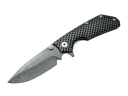 Damascus Dms 2 16 Gri Kamp Çakı 21cm- Yarı Otomatik, Kemerlikli, Metal Sap