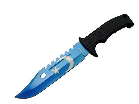 Ayyıldız Mf013bl Mavi Av Bıçağı 31cm - Testere Detaylı Bıçak, Kılıflı, Plastik Sap