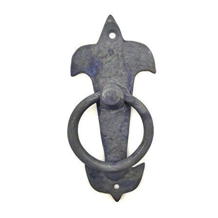 Antika Tarz Dekoratif Pirinç Lale Kapı Halkası - 165x70mm, Oksit