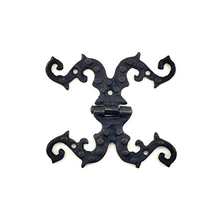 Antika Tarz Dekoratif Pirinç Süslü Menteşe - 100x90 Mm, Oksit