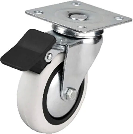 353 - 75x25 Mm Pvc Makaralı Tablalı Frenli Teker 4 Adet