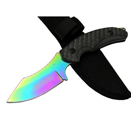 156a Renkli Gökkuşağı Kamp Çakı Bıçağı 19 Cm - Kılıflı