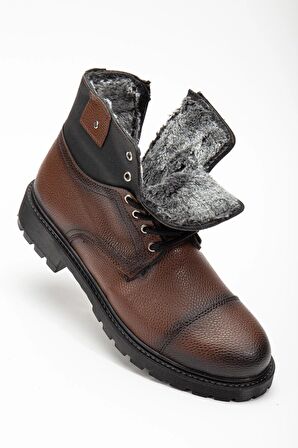 Erkek Taba Rahat Içi Kürklü Soğuk Ve Su Geçirmez Garantili Kauçuk Kaymaz Taban Günlük Bot