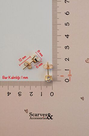 8 mm Zirkon Taşlı Tektaş Küpe