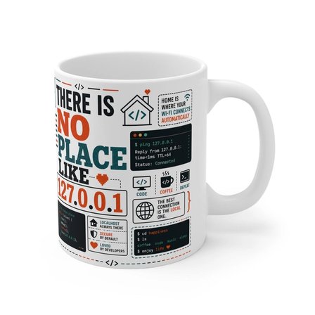 Tişört Kodu Yazılımcı Temalı There Is No Place Like 127.0.0.1 Seramik Kupa 325 ml