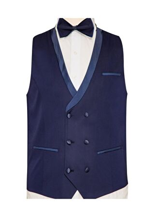 Süvari Yelekli Lacivert Slim Fit Damatlık Takım