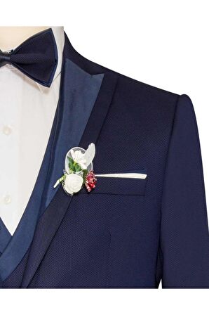 Süvari Yelekli Lacivert Slim Fit Damatlık Takım