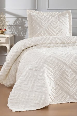 Tek Kişilik Yatak Örtüsü 180 x 260 cm – Valonlu Model 1 Adet 50 x 70 Yastık Kılıfı