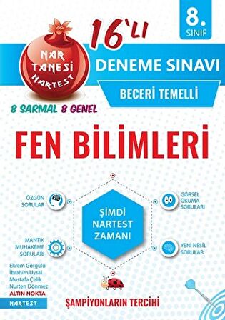 Nartest 8.Sınıf LGS Fen Bilimleri Beceri Temelli 16 Deneme 