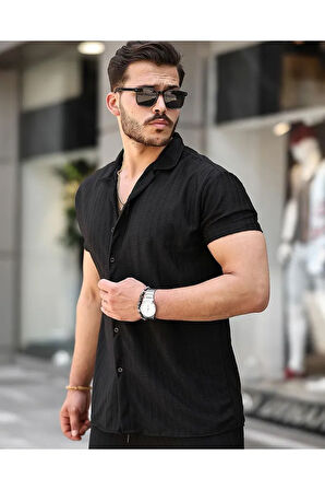 Erkek  Burgulu Yazlık Basic Oversize Şort Gömlek Takım