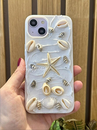 iPhone (14 Plus/15 Plus) uyumlu 3D Deniz Yıldızı Desenli Kılıf