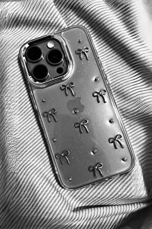 iPhone (15 PRO) uyumlu Kurdeleli Simli Kılıf