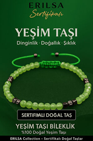 Sertifikalı Fasetli Terahertz Yeşim Doğal Taş Bileklik İnce Model – Zarif ve Şık Tasarım