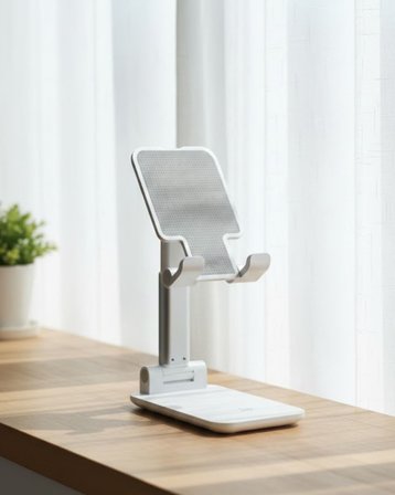 Ayarlanabilir Ergonomik Katlanabilir Masaüstü Telefon Tutucu Beyaz