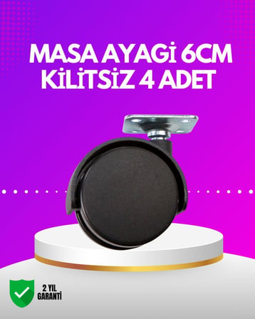6 cm Kilitsiz Masa Ayağı Tekerleği 4’lü Set Çok Amaçlı