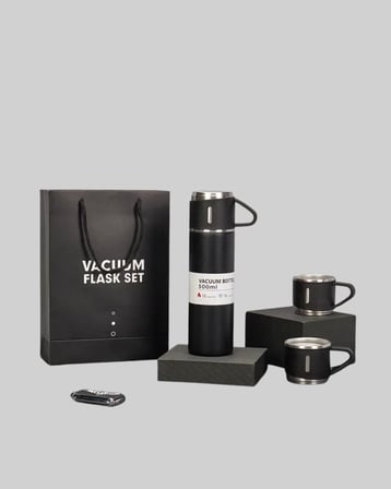 304 Çelik Termos Seti | 2 Bardaklı, 500 ml, Uzun Süre Isı Koruma