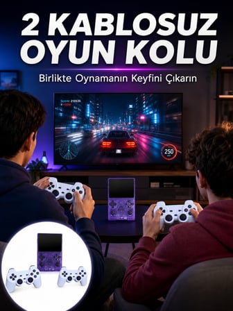 HDMI TV Bağlantılı Kablosuz Kollu Taşınabilir Oyun Konsolu