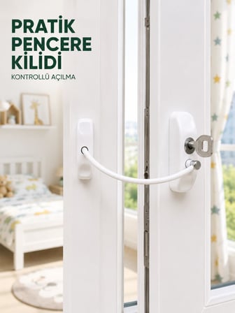 Çocuk Güvenliği İçin Pencere Emniyet Kilidi Anahtarlı Kablolu Güvenlik Aparatı