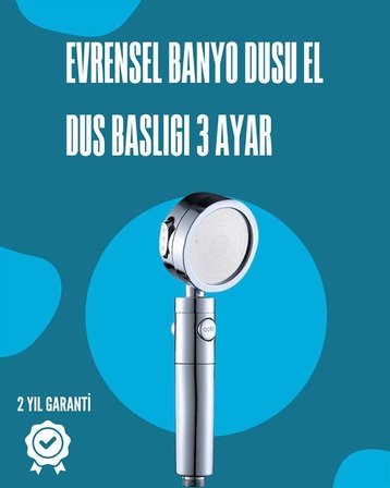 Paslanmaz Çelik Çok Fonksiyonlu El Duş Başlığı – 3 Modlu Püskürtme Seçeneği