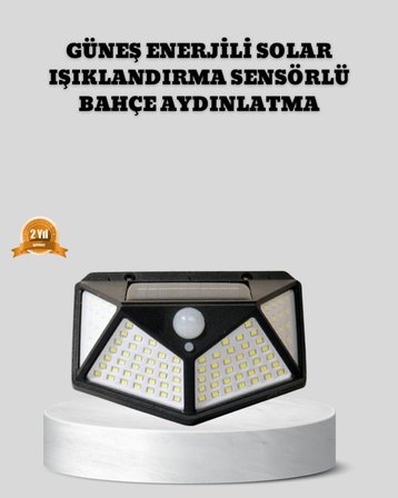 güneş enerjili aydınlatma 100 led sensörlü solar dış mekan lamba