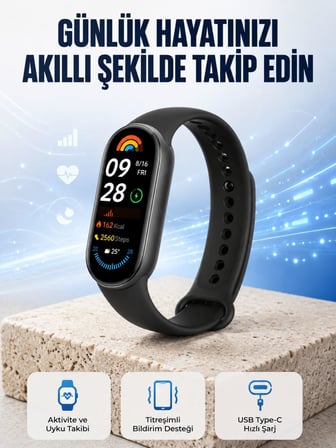 TPU ve Silikon Kordonlu Akıllı Bileklik – 20 Gün Bekleme Süresi Yeni Nesil