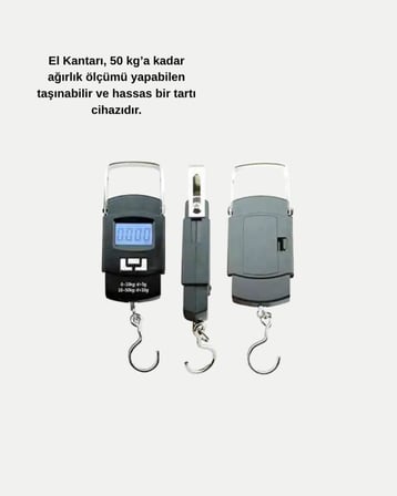 Portatif Dijital El Kantarı – Bavul, Kargo ve Paket Tartı Cihazı 50 Kg