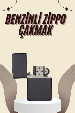 Çakmak Parlak Siyah Benzinli Çakmak Cep Boy Doldurulabilir