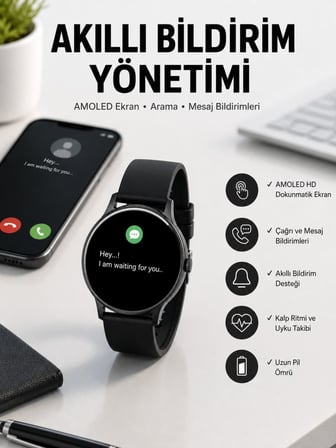 Akıllı Saat Çok Fonksiyonlu Sesli Görüşme NFC Uyumlu Amoled Ekran Yeni Nesil