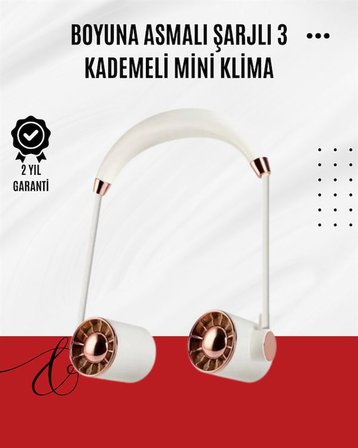 USB Şarjlı Katlanabilir Boyun Fanı | 3 Kademeli, Sessiz ve Taşınabilir Tasarım