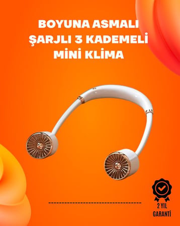 USB Şarjlı Katlanabilir Boyun Fanı | 3 Kademeli, Sessiz ve Taşınabilir Tasarım