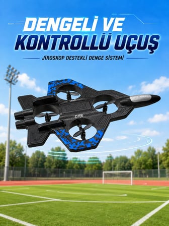 Savaş Uçağı Tasarımlı Drone 2.4G Uzaktan Kumandalı 360° Takla Jiroskop Tek Tuş Kalkış İniş