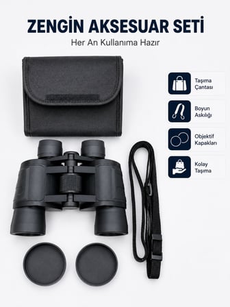 20x Büyütmeli Profesyonel Dürbün | HD Optik Lens Taşıma Çantalı ve Boyun Askılı