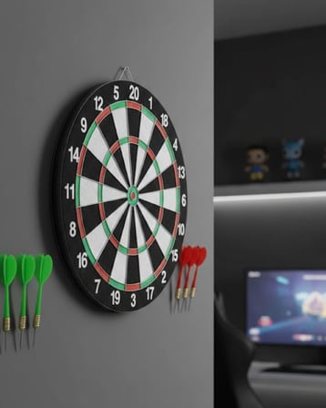 12 İnç Dart Tahtası 4 Adet Metal Uçlu Dart Oku Kolay Montajlı
