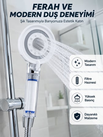 Mineral Taşlı Filtreli Duş Başlığı Güçlü Su Basınçlı Banyo Başlığı