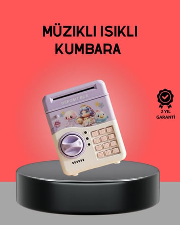 Elektronik Şifreli ATM Görünümlü Çocuk Kumbarası Mor