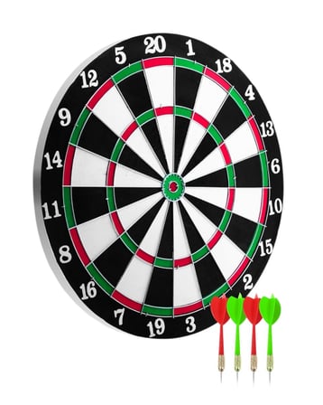 Kaliteli Ahşap Dart Tahtası 12 İnç 4 Adet Metal İğne Uçlu Ok