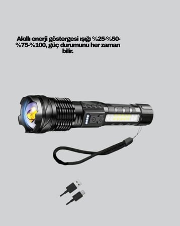 Güçlü LED El Feneri Şarj Edilebilir Çok Modlu