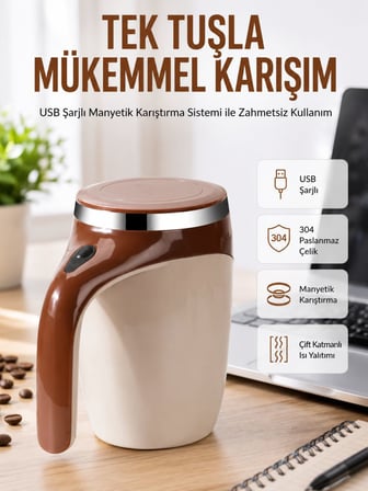 usb şarjlı elektrikli karıştırıcı kupa – sıcak & soğuk i̇çecekler için