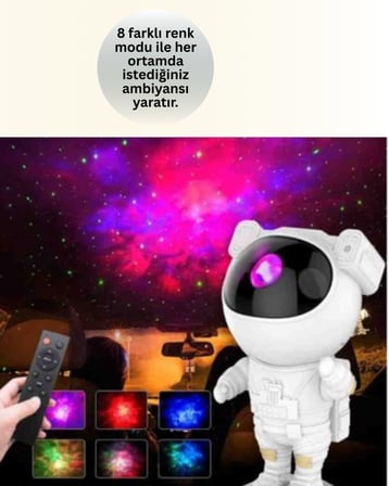 Bluetooth ve Dahili Ses Özellikli Astronot Projeksiyon Lambası