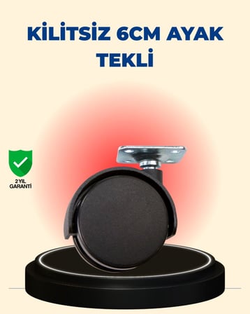 6 cm Kilitsiz Masa Ayağı Tekli Döner Tekerlek