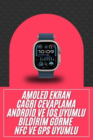 49mm Akıllı Saat Amoled Ekranlı Kadın Erkek Kol Saati Plastik Kordon Yeni Nesil