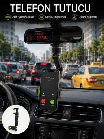 Ayarlanabilir Dikiz Aynası Telefon Tutucu Görüş Açısını Engellemeyen Araç Aparatı