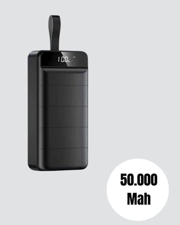 Tüm Cihazlarla Uyumlu 50.000 mAh Powerbank – Yüksek Kapasiteli, LED Gösterge ve Akıllı Koruma Fonksiyonlu