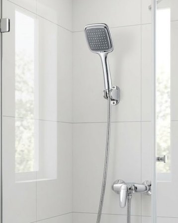 Siyah Duş Seti El Duşu Başlığı Spiral Hortum ve Duvar Askısı Banyo Duş Seti
