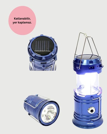Katlanabilir USB Çıkışlı Kamp Feneri – Şarj Edilebilir, Dayanıklı ve Çok Fonksiyonlu