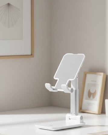 Ayarlanabilir Ergonomik Katlanabilir Masaüstü Telefon Tutucu Beyaz