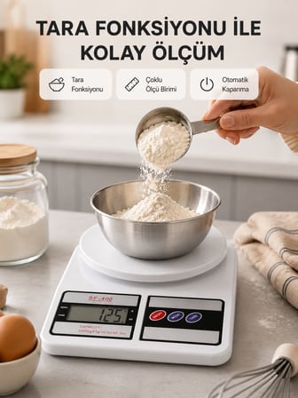 Hassas Dijital Mutfak Tartısı 1g Doğruluk, LCD Ekran, Otomatik Kapanma Yeni Nesil