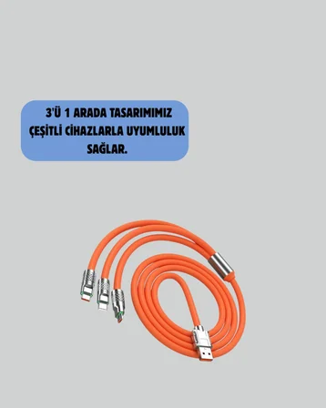 120 W Hızlı Çözüm Sunan 3'ü 1 USB Şarj Kablosu– Sağlam Gövde