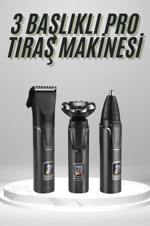 Dijital Göstergeli 3 Başlıklı Tıraş Makinesi Islak Kuru Lazer Öncesi Günlük